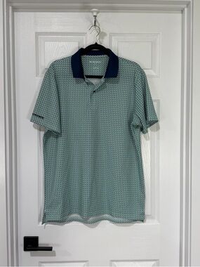 Bonobos Mini Sail Boats Mint Patterned Polo with Navy Collar